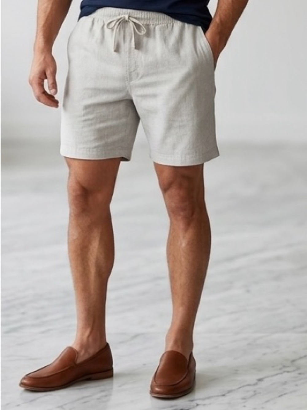 Weatherproof Light Gray Drawstring Hybrid Shorts